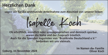 Traueranzeige von Isabelle Koch von Neue Presse Coburg