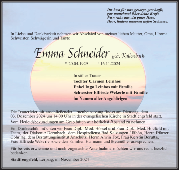 Traueranzeige von Emma Schneider von Südthüringer Presse