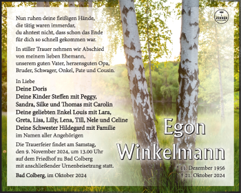 Traueranzeige von Egon Winkelmann von Südthüringer Presse