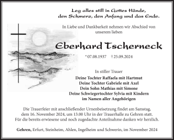 Traueranzeige von Eberhard Tscherneck von Südthüringer Presse