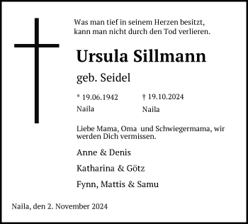 Traueranzeige von Ursula Sillmann von Frankenpost