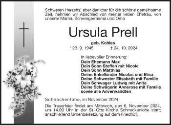 Traueranzeige von Ursula Prell von Neue Presse Coburg