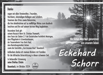 Traueranzeige von Eckehard Schorr von Südthüringer Presse