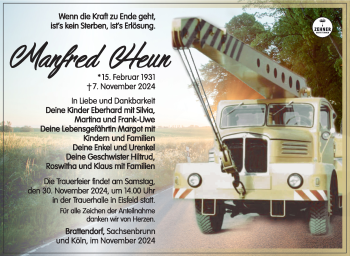 Traueranzeige von Manfred Heun von Südthüringer Presse