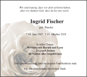 Traueranzeige von Ingrid Fischer von Frankenpost