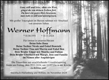 Traueranzeige von Werner Hoffmann von Südthüringer Presse