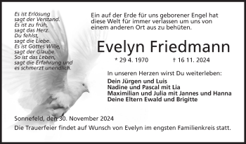 Traueranzeige von Evelyn Friedmann von Neue Presse Coburg