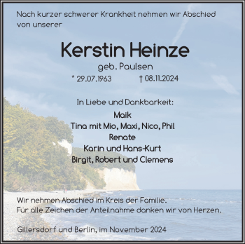 Traueranzeige von Kerstin Heinze von Südthüringer Presse