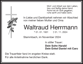 Traueranzeige von Waltraud Hermann von Frankenpost
