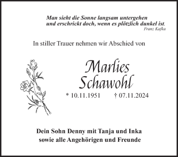 Traueranzeige von Marlis Schawohl von Südthüringer Presse