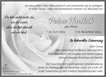 Traueranzeige von Petra Hartleib von Südthüringer Presse