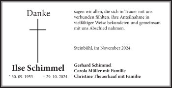 Traueranzeige von Ilse Schimmel von Frankenpost