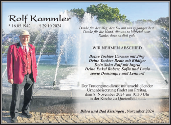 Traueranzeige von Rolf Kammler von Südthüringer Presse
