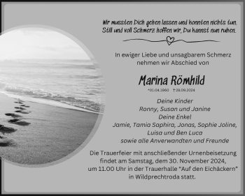 Traueranzeige von Marina Römhild von Südthüringer Presse