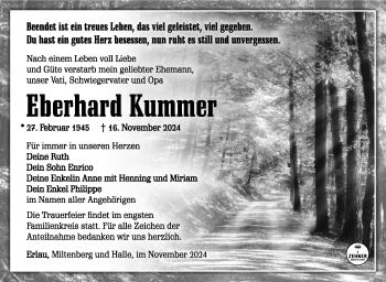 Traueranzeige von Eberhard Kummer von Südthüringer Presse