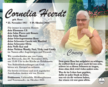 Traueranzeige von Cornelia Heerdt von Südthüringer Presse