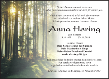 Traueranzeige von Anna Hering von Südthüringer Presse