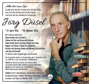 Traueranzeige von Jörg Düsel von Südthüringer Presse