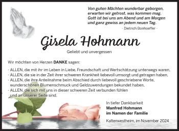 Traueranzeige von Gisela Hohmann von Südthüringer Presse