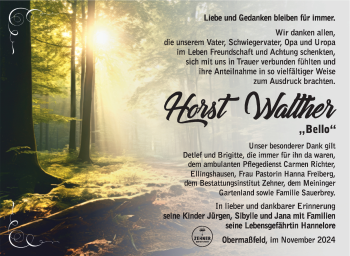 Traueranzeige von Horst Walther von Südthüringer Presse