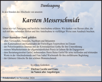 Traueranzeige von Karsten Messerschmidt von Südthüringer Presse