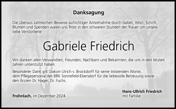 Traueranzeige von Gabriele Friedrich von Neue Presse Coburg