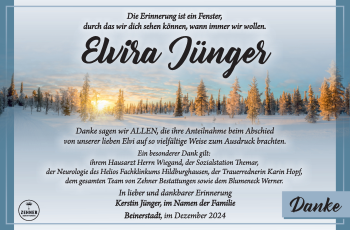 Traueranzeige von Elvira Jünger von Südthüringer Presse