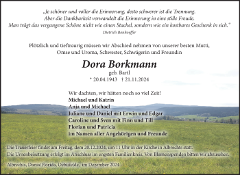 Traueranzeige von Dora Borkmann von Südthüringer Presse