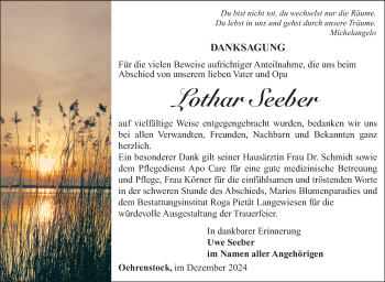 Traueranzeige von Lothar Seeber von Südthüringer Presse