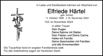 Traueranzeige von Elfriede Härtel von Frankenpost