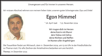 Traueranzeige von Egon Himmel von Südthüringer Presse