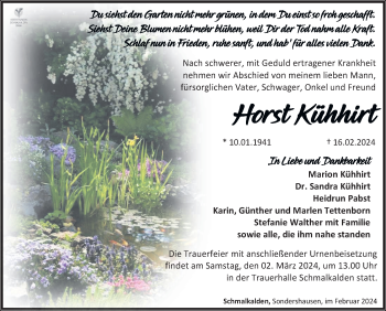 Traueranzeige von Horst Kühhirt von Südthüringer Presse