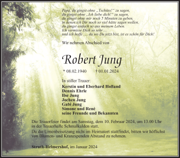Traueranzeige von Robert Jung von Südthüringer Presse