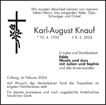 Traueranzeige von Karl-August Knauf von Neue Presse Coburg