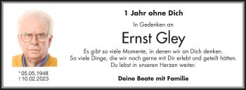 Traueranzeige von Ernst Gley von Frankenpost