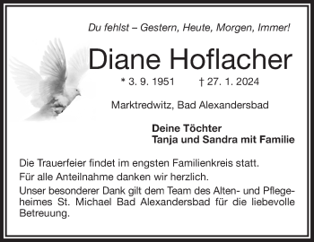 Traueranzeige von Diane Hoflacher von Frankenpost