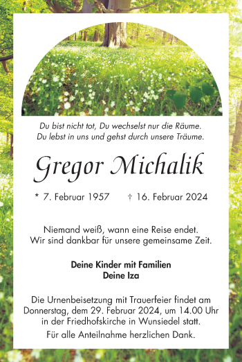 Traueranzeige von Gregor Michalik von Frankenpost
