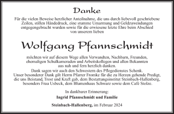 Traueranzeige von Wolfgang Pfannschmidt von Südthüringer Presse