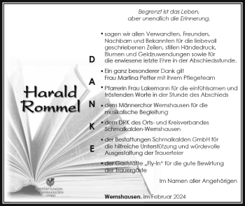 Traueranzeige von Harald Rommel von Südthüringer Presse