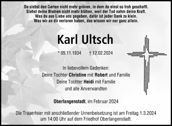 Traueranzeige von Karl Ultsch von Neue Presse Coburg