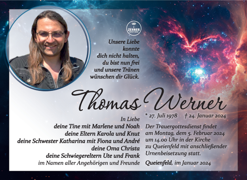  Traueranzeige für Thomas Werner vom 03.02.2024 aus Südthüringer Presse