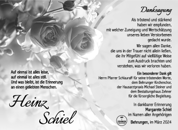 Traueranzeige von Heinz Schiel von Südthüringer Presse