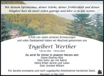 Traueranzeige von Engelbert Werther von Südthüringer Presse