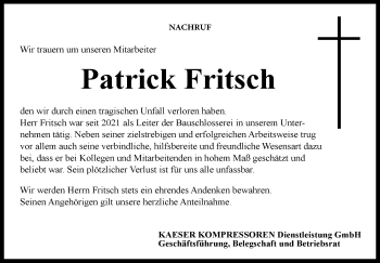 Traueranzeige von Patrick Fritsch von Neue Presse Coburg
