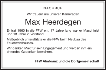 Traueranzeige von Max Heerdegen von Frankenpost