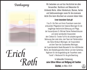 Traueranzeige von Erich Roth von Südthüringer Presse