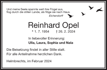 Traueranzeige von Reinhard Opel von Frankenpost