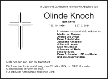Traueranzeige von Olinde Knoch von Neue Presse Coburg