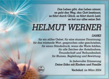 Traueranzeige von Helmut Werner von Südthüringer Presse