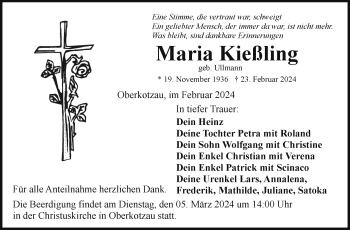 Traueranzeige von Maria Kießling von Frankenpost